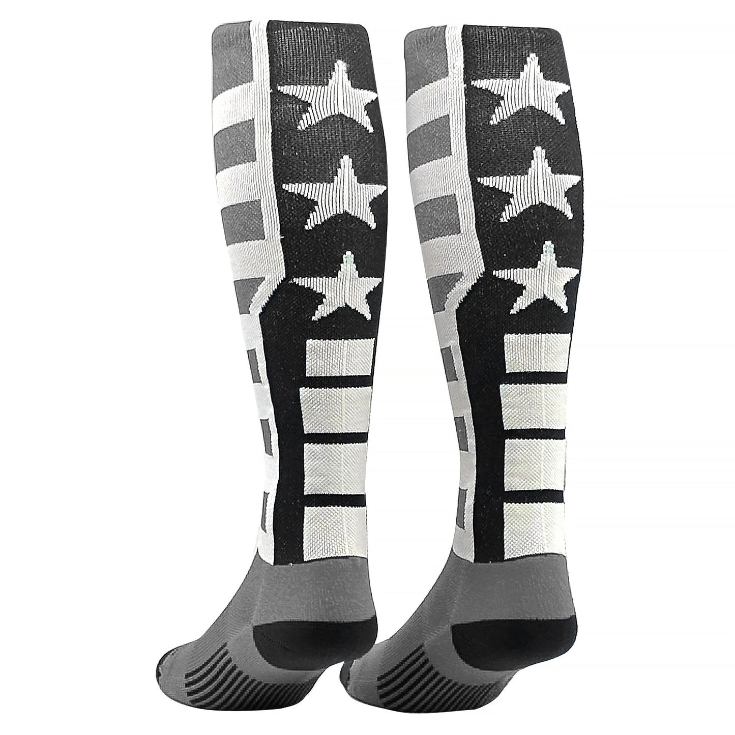 Mk Socks USA Flag Baseball, Football, Soccer Knee High Socks - Black Grey White