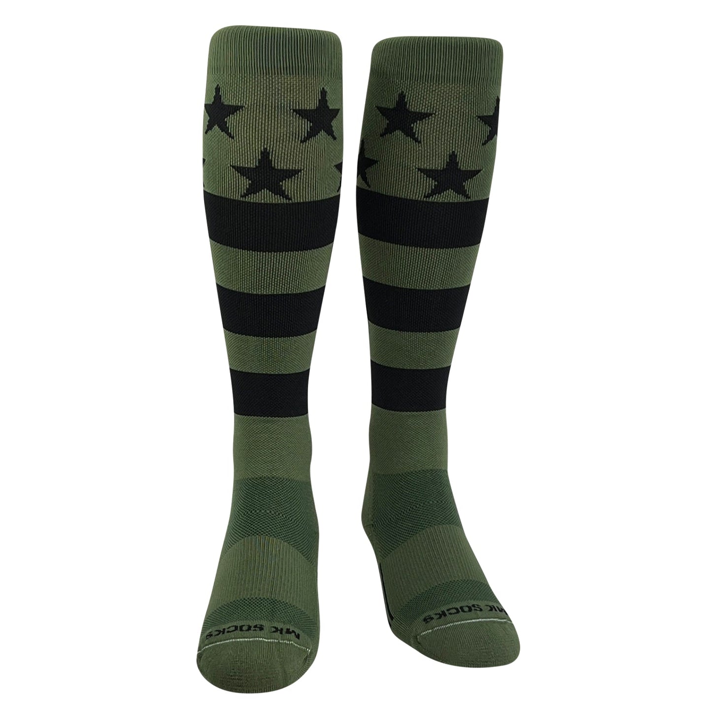 Mk Socks USA Flag Olive Black Military Stars & Stripes Knee-High Long Sports Socks