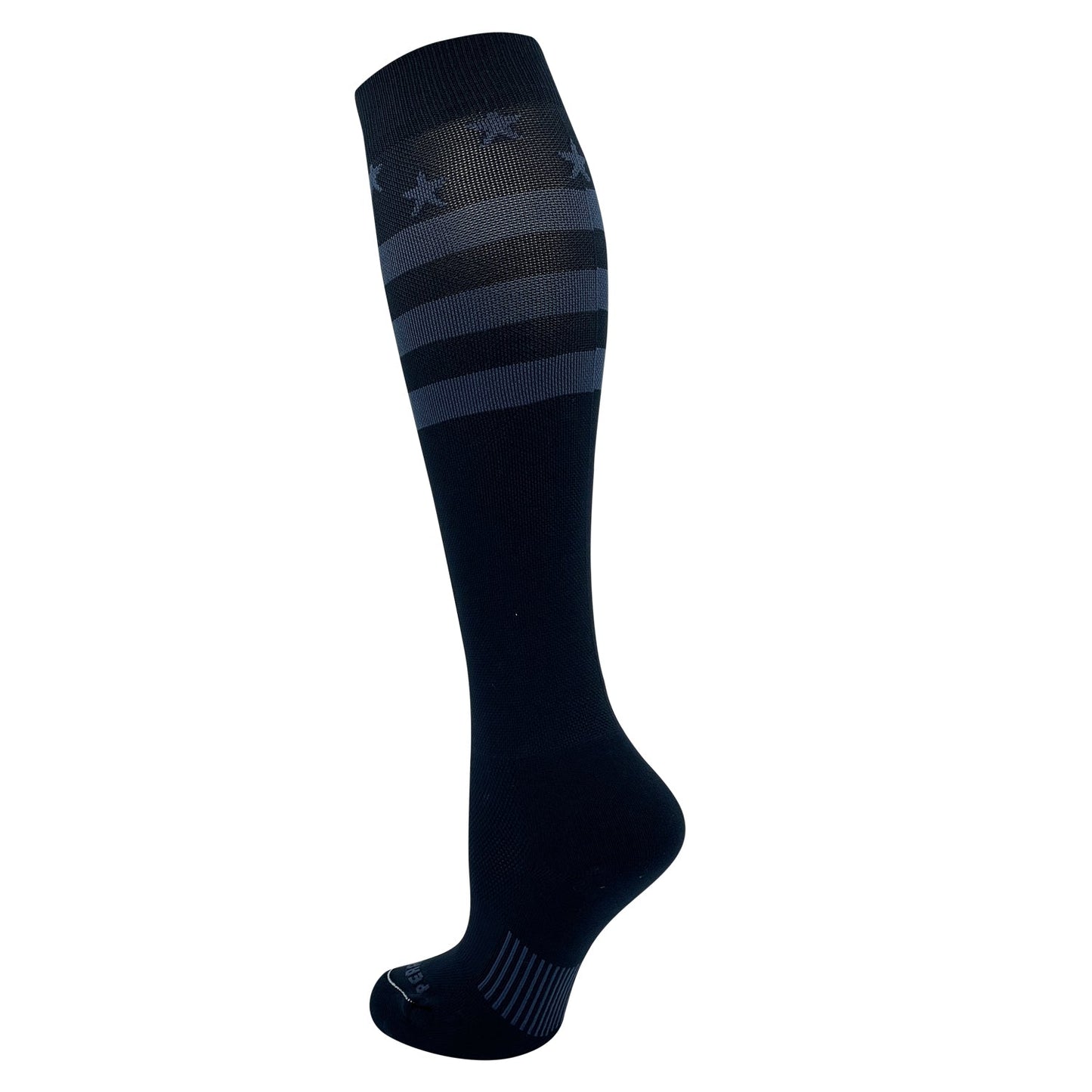 PEAR SOX USA Flag Patriot 2 Knee High Long Baseball Football Socks, Blackout