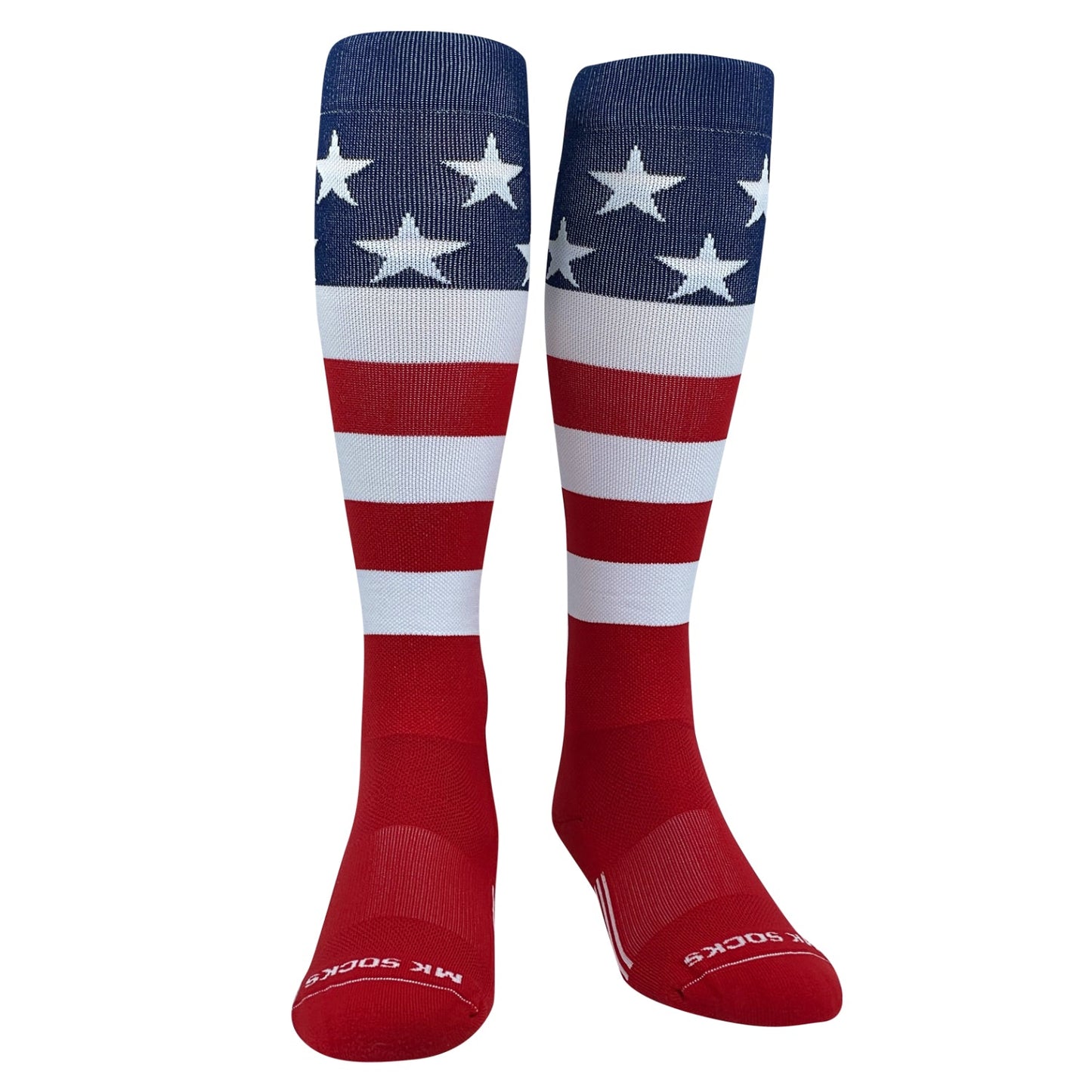 Mk Socks USA Flag Navy White Red Stars & Stripes Knee-High Long Sports Socks