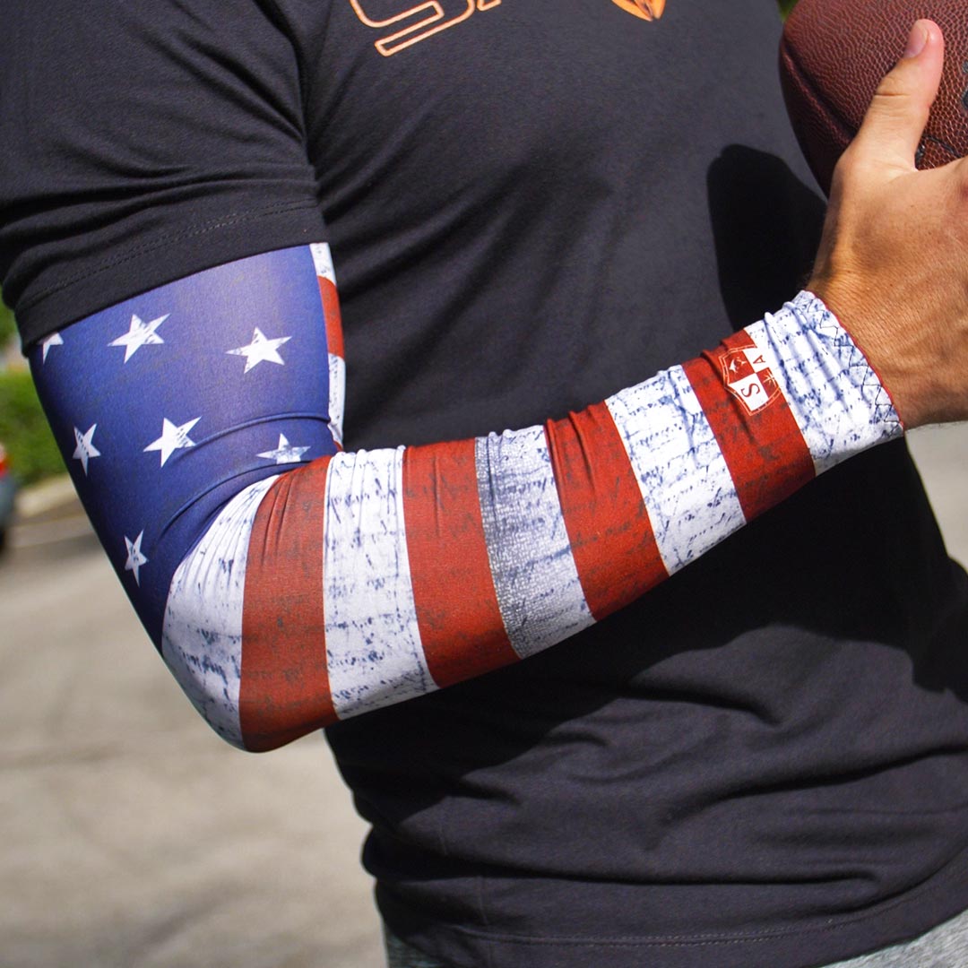 Adult Microfiber Single Arm Sleeve - American Flag (Black Out)