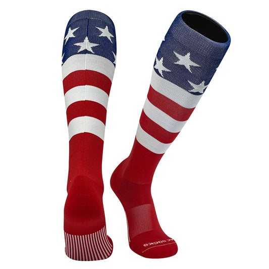 Mk Socks USA Flag Navy White Red Stars & Stripes Knee-High Long Sports Socks