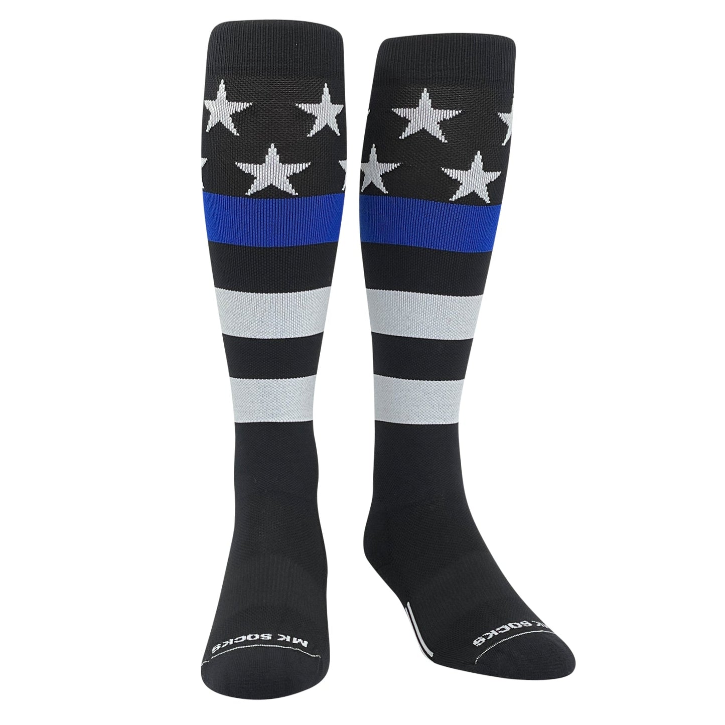 Mk Socks USA Flag Stars & Stripes Police Thin Blue Line Knee-High Long Sports Socks