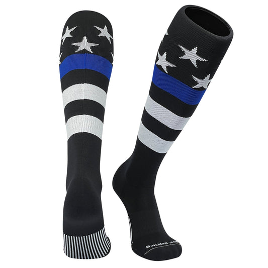 Mk Socks USA Flag Stars & Stripes Police Thin Blue Line Knee-High Long Sports Socks