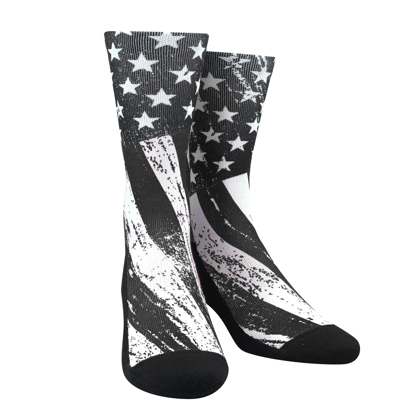 Rock Em Elite Stars & Stripes USA Flag Graphics Crew Socks - Black Out