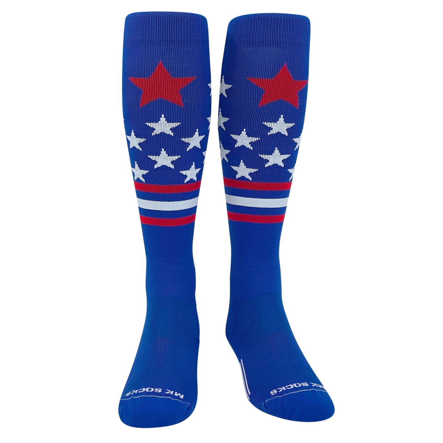 Mk Socks Patriot USA Flag Blue White Red Knee-High Long Sports Socks