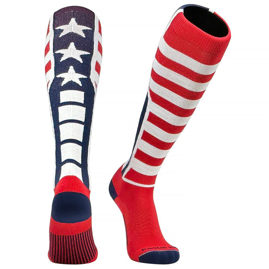 Mk Socks USA Flag Baseball, Football, Soccer Knee High Socks - Navy Red White