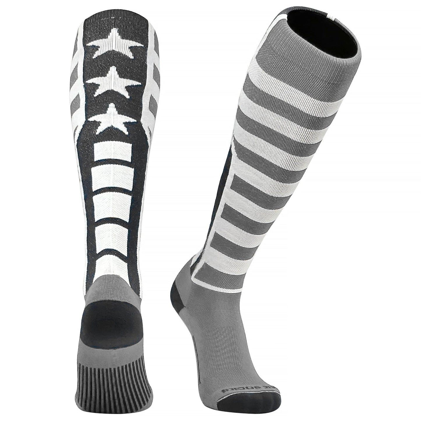 Mk Socks USA Flag Baseball, Football, Soccer Knee High Socks - Black Grey White