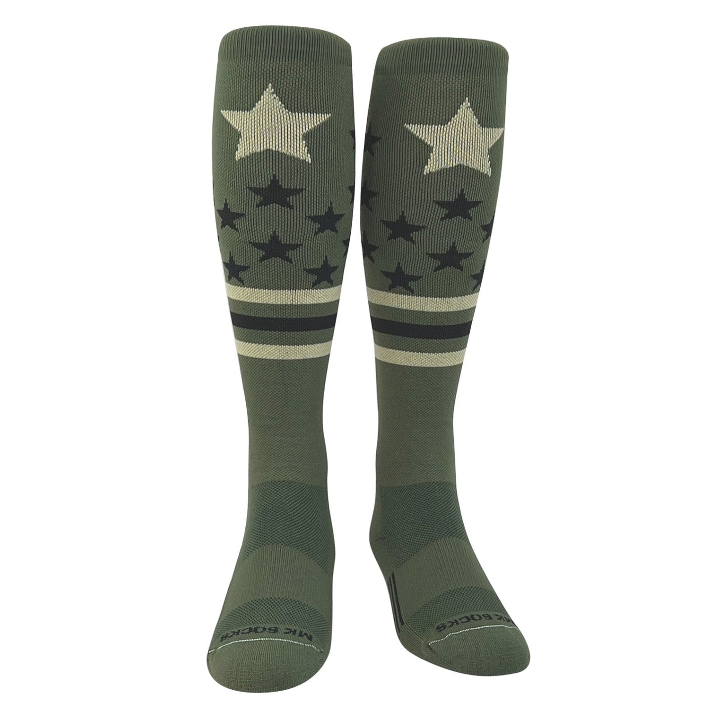 Mk Socks Patriot USA Flag Military Green Knee-High Long Sports Socks