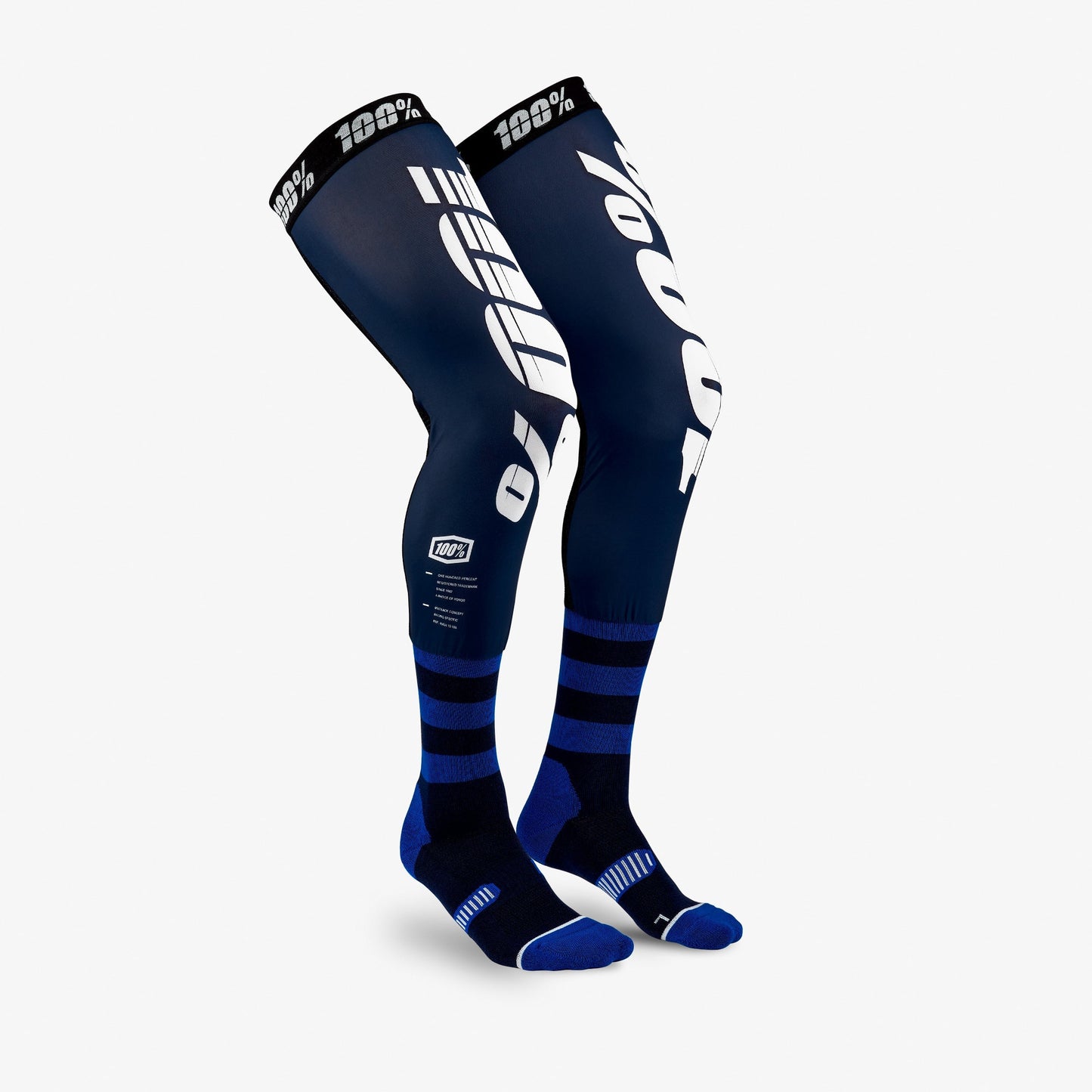 REV Knee Brace Performance Moto Socks Navy/White