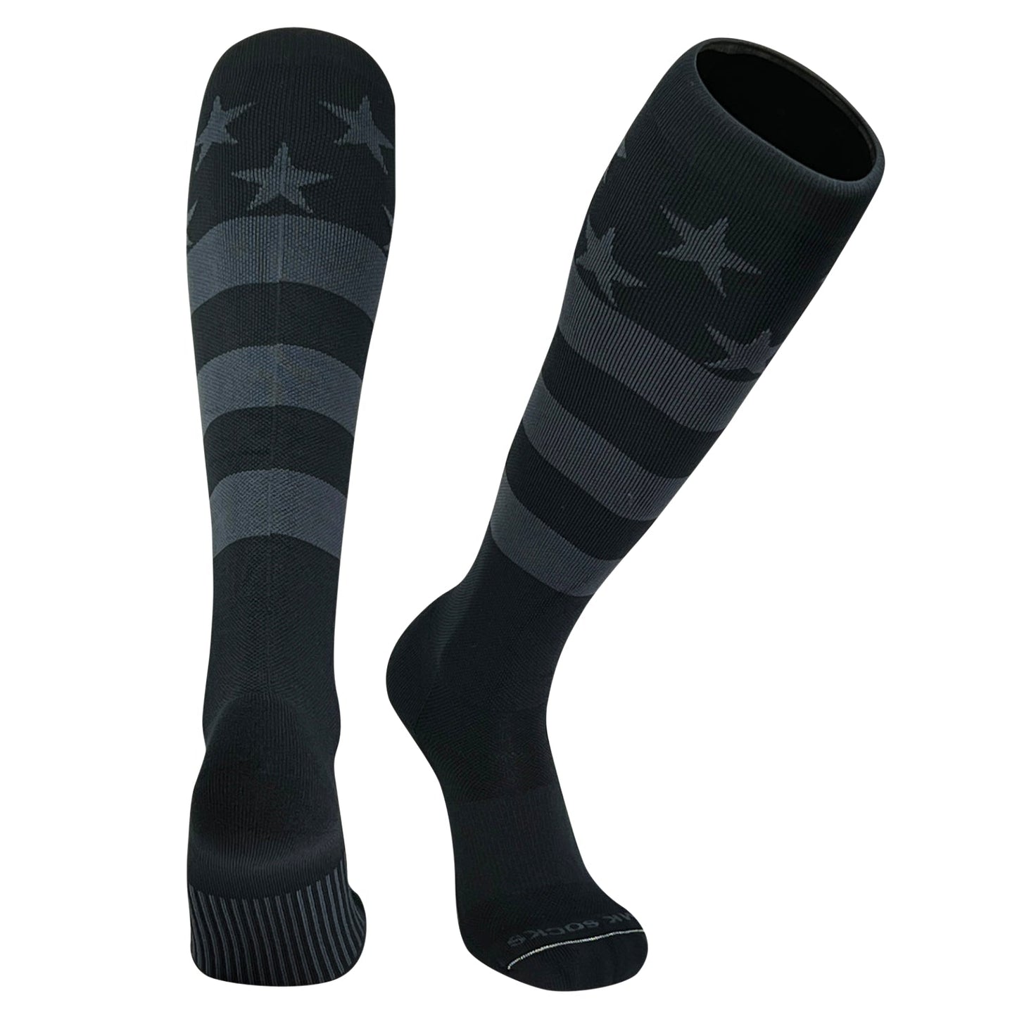 Mk Socks USA Flag BLACKOUT (Black, Graphite) Stars & Stripes Knee-High Long Sports Socks