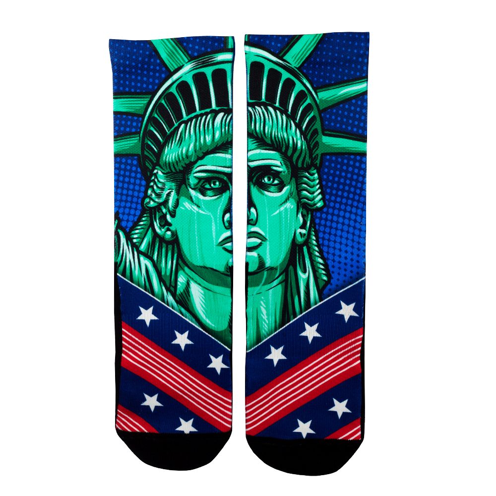 Rock Em Elite Stand Tall Statue of Liberty USA Flag Crew Socks