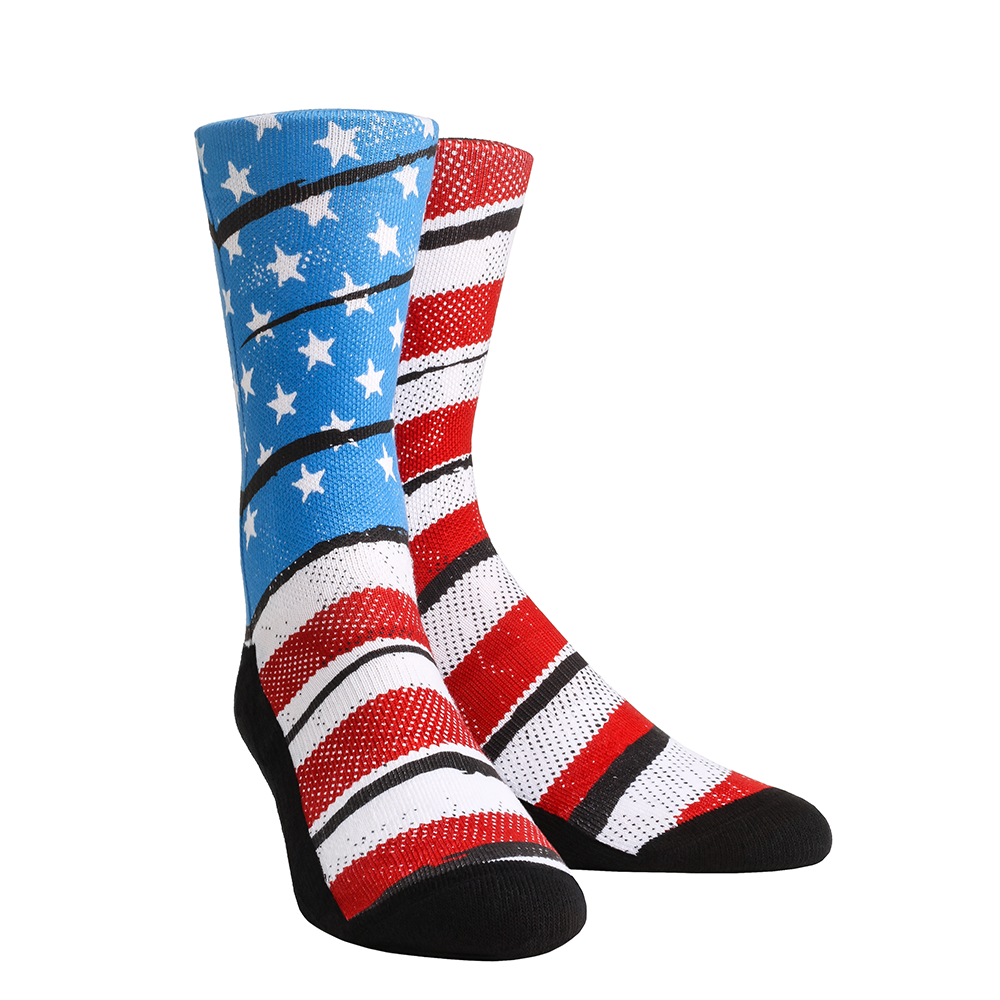 Rock Em USA Flag American Old Glory Crew Socks