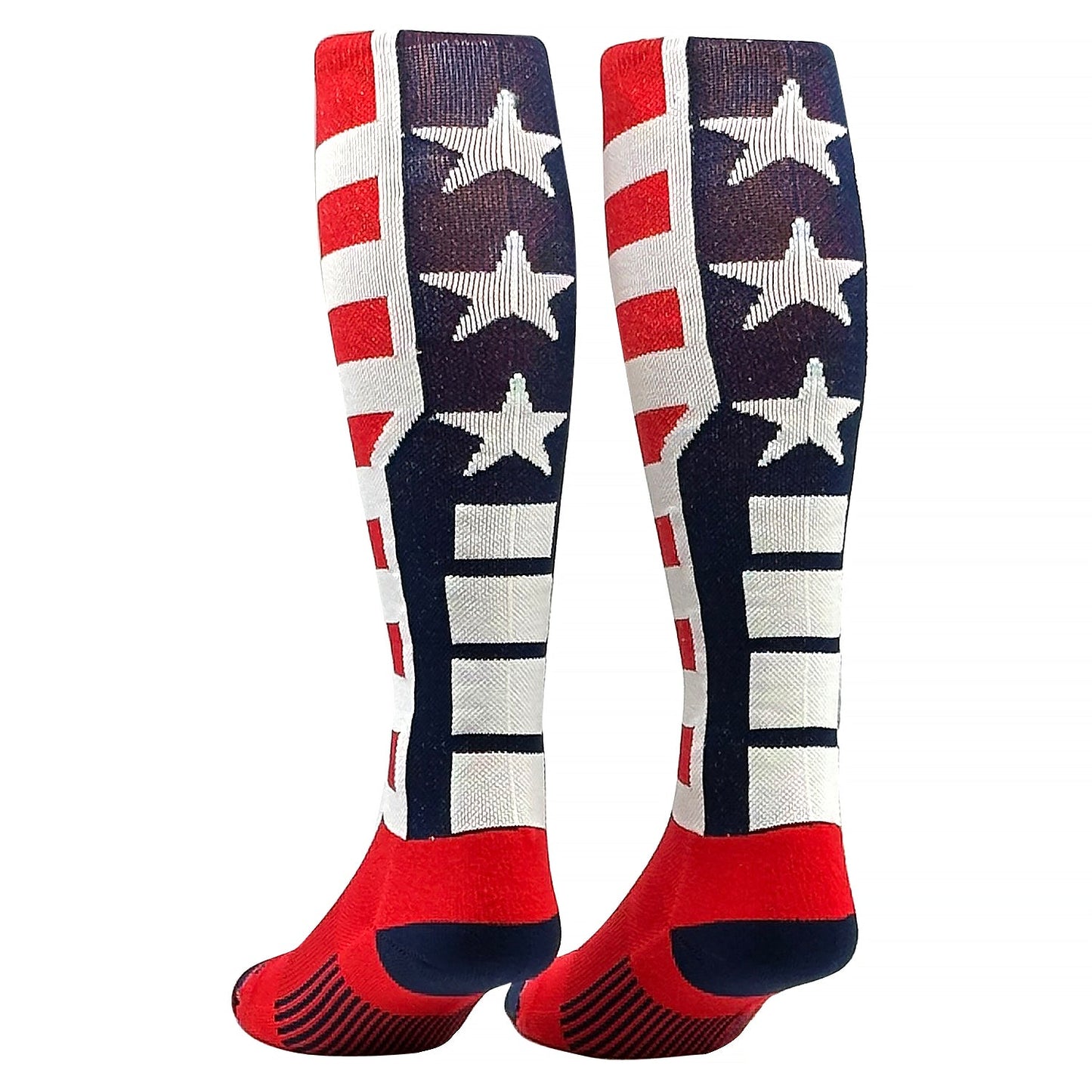 Mk Socks USA Flag Baseball, Football, Soccer Knee High Socks - Navy Red White