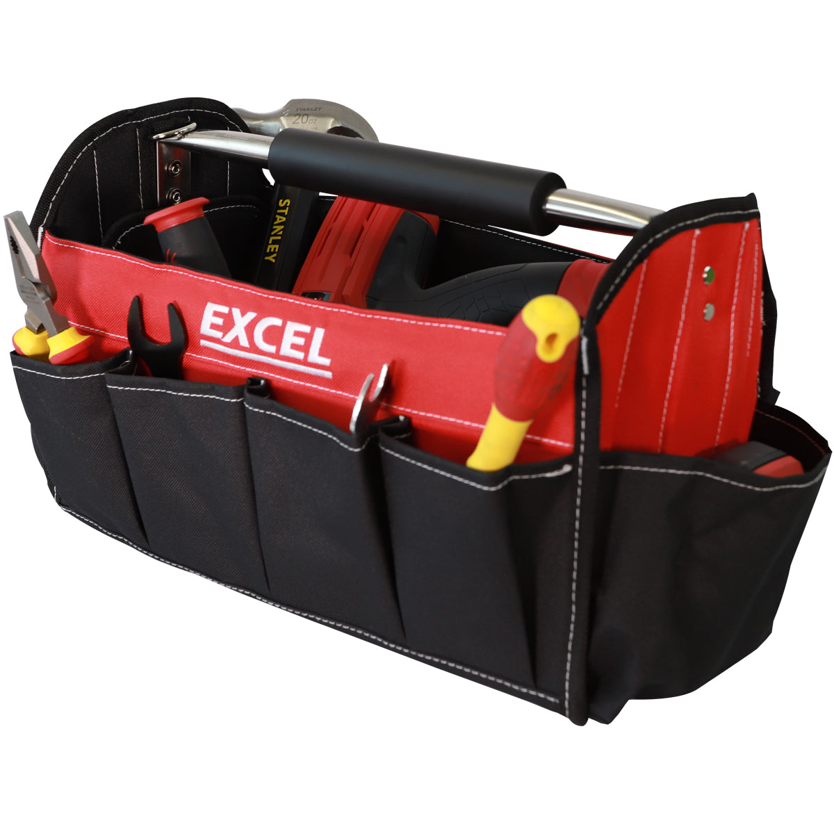 Excel 16" Tote Bag Black & Red with 15 Pockets