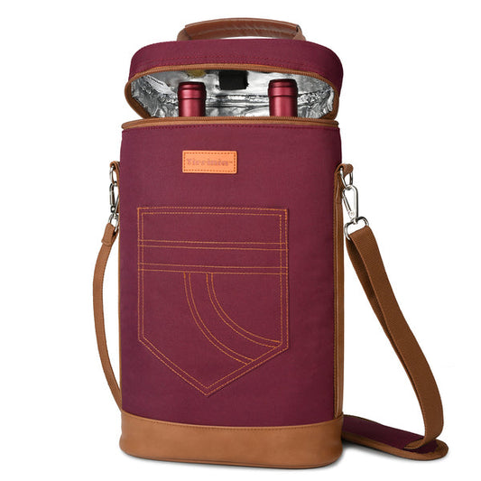 2 Bottle Wine Glass Bag for Hiking