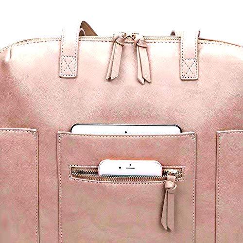 Spacious Baby Diaper Bag, Stylish Mommy HandBag, Multifunctional Organizer,PU Leather,with Diaper Changing Station,Insulated Pockets-Pink