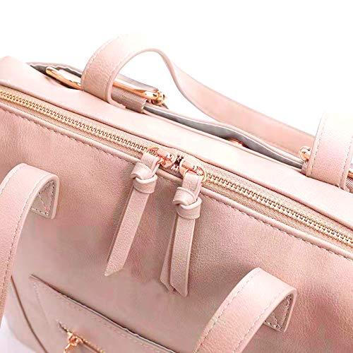 Spacious Baby Diaper Bag, Stylish Mommy HandBag, Multifunctional Organizer,PU Leather,with Diaper Changing Station,Insulated Pockets-Pink