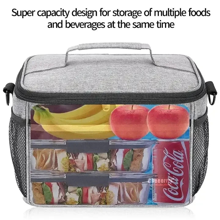 Travel 600D Insulated Thermal Cooler Lunch Box Waterproof Cooler Tote Bag Outdoor Beach Travel Adult Food Picnic Bag