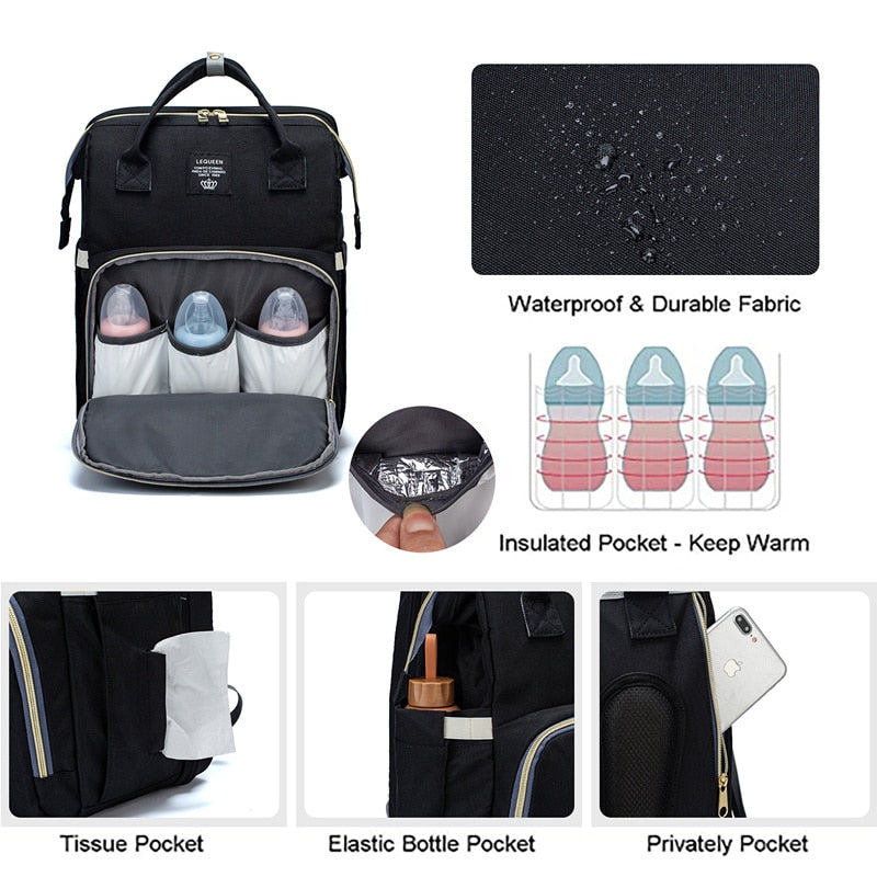 Large Capacity Diaper Bag Backpack Multifunctional Baby Bed Bags Maternity Nursing Handbag Stroller Bag with Hooks Bag