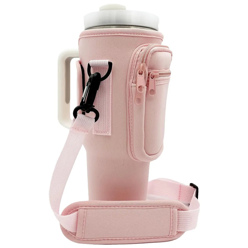 40oz Neoprene Water Bottle Holder Pouch Adjustable Strap Water Bottle Carrier Bag with Phone Pocket