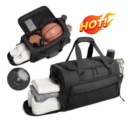 Fitness Workout Sports Travel Duffle Gym Bag with Wet Pocket & Shoes Compartment for men women