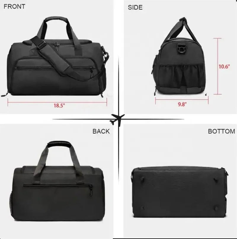 Fitness Workout Sports Travel Duffle Gym Bag with Wet Pocket & Shoes Compartment for men women