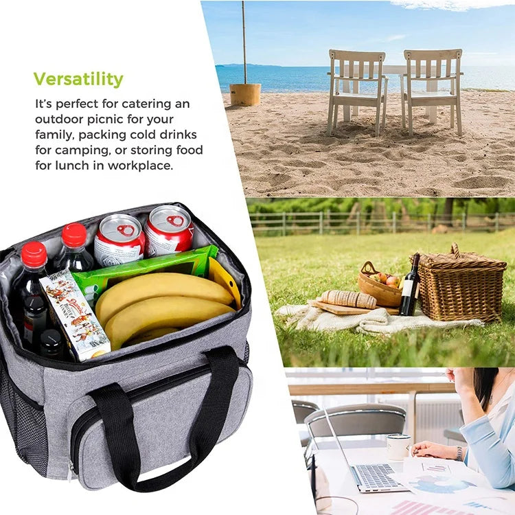 Custom Printed Portable Large Insulated Tote Bag Thermal Lunch Cooler Bag